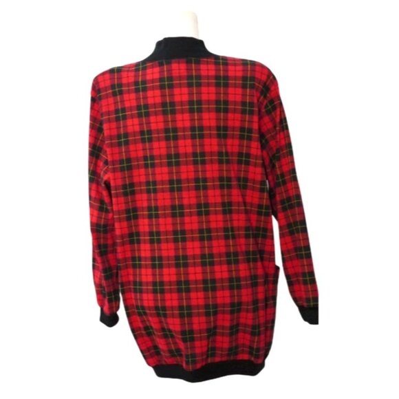 80s Brittany Nicole Plaid Power Cardie CC Gold Buttons Hip Vibe Chic Sz M Vinta - Picture 4 of 10
